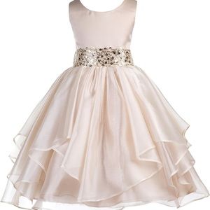 Flower girl size 6 dress- Beige